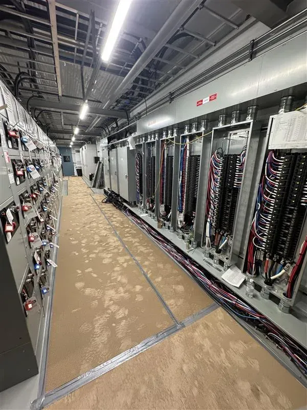 MCC room with electrical panels and cable terminations