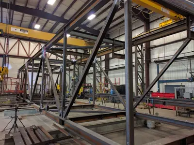 Oilsands tailing ponds pipe bridge module