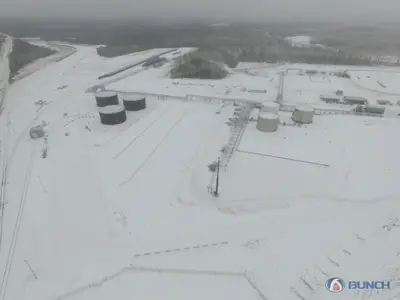 Rail terminal construction Alberta aerial